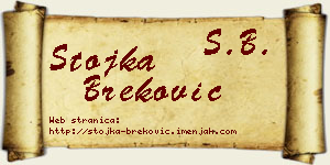 Stojka Breković vizit kartica